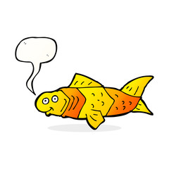 cartoon funny fish with speech bubble