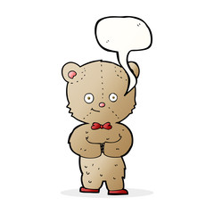 cartoon teddy bear with speech bubble