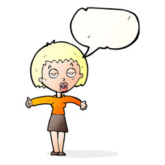 cartoon bored woman with speech bubble