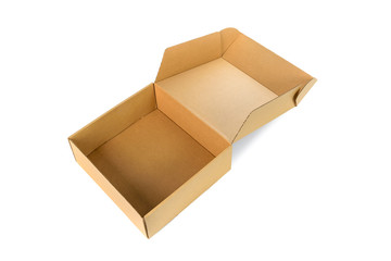 Open cardboard Box or brown paper box isolated with soft shadow