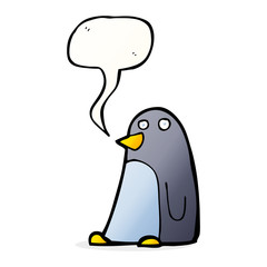 cartoon penguin with speech bubble