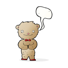 cartoon teddy bear with speech bubble