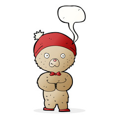 cartoon teddy bear with speech bubble