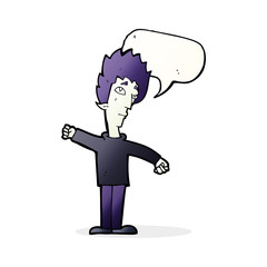 cartoon vampire man with speech bubble
