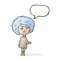 cartoon old lady with speech bubble