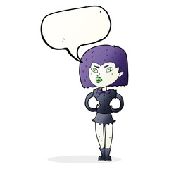 cartoon vampire girl with speech bubble