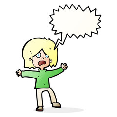 cartoon unhappy person with speech bubble