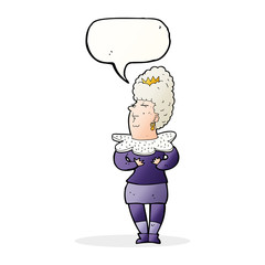 cartoon aristocratic woman with speech bubble