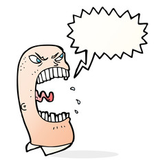 cartoon furious man shouting with speech bubble