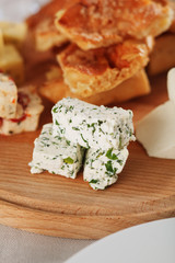 Different types of cheese. Close-up view