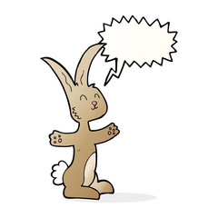 cartoon rabbit with speech bubble