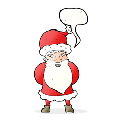 cartoon santa claus with speech bubble