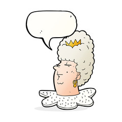 cartoon queen's head with speech bubble