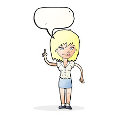 cartoon woman with idea with speech bubble