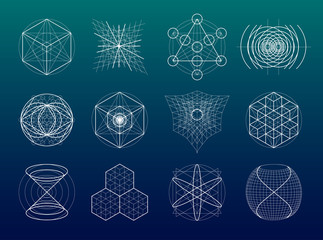 Sacred geometry symbols and elements set.