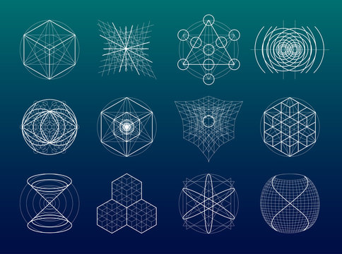 Sacred geometry symbols and elements set.
