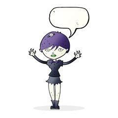 cartoon vampire girl with speech bubble
