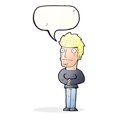cartoon worried man with speech bubble