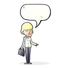cartoon arrogant businessman pointing with speech bubble