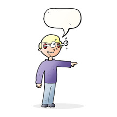 cartoon staring man with speech bubble