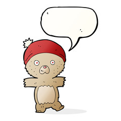 cartoon funny teddy bear with speech bubble