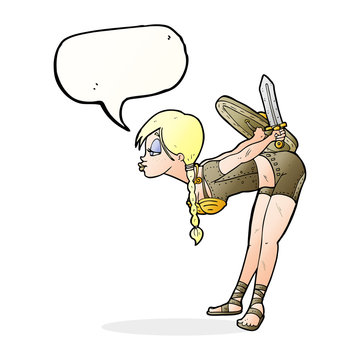 recommend clip art: cartoon viking girl bowing with speech bubble