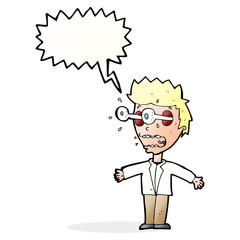 cartoon staring man with speech bubble