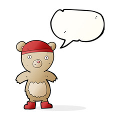 cartoon teddy bear with speech bubble