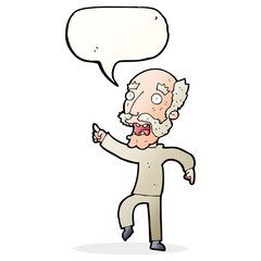 Fototapeta premium cartoon frightened old man with speech bubble