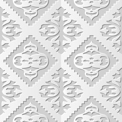 Vector damask seamless 3D paper art pattern background 015 Sawtooth Check Kaleidoscope
