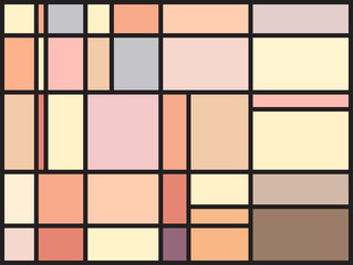 Multicolored stained glass window with irregular block pattern