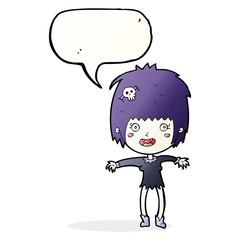 cartoon vampire girl with speech bubble