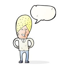 cartoon happy man with speech bubble