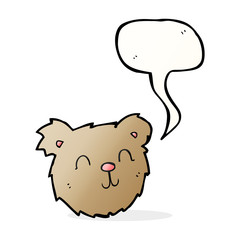 cartoon happy teddy bear face with speech bubble