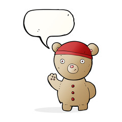 cartoon teddy bear with speech bubble