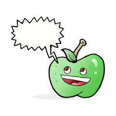 cartoon apple with speech bubble