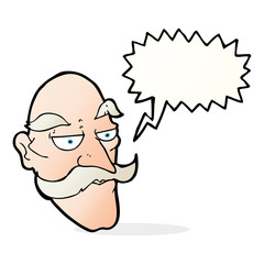 cartoon old man face with speech bubble