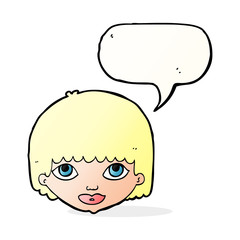 cartoon female face with speech bubble