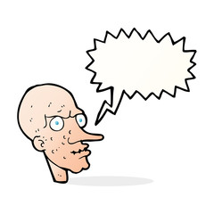 cartoon evil old man with speech bubble