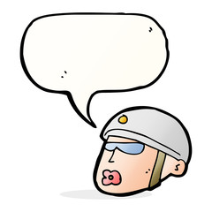cartoon policeman head with speech bubble