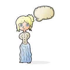 cartoon happy woman with speech bubble