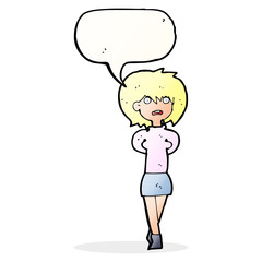 cartoon shocked woman with speech bubble