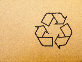 Recycling symbol on cardboard box