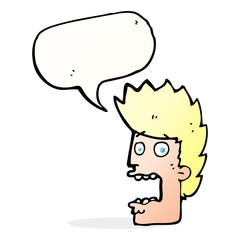 cartoon terrified man with speech bubble