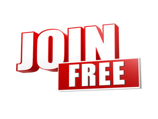 join free in 3d letters and block banner