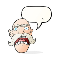 cartoon angry old man with speech bubble