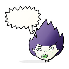 cartoon vampire head with speech bubble