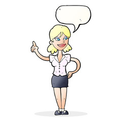 cartoon woman with great idea with speech bubble