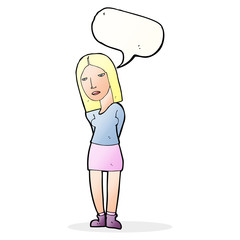 cartoon woman waiting with speech bubble