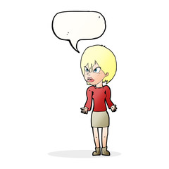 cartoon annoyed woman with speech bubble